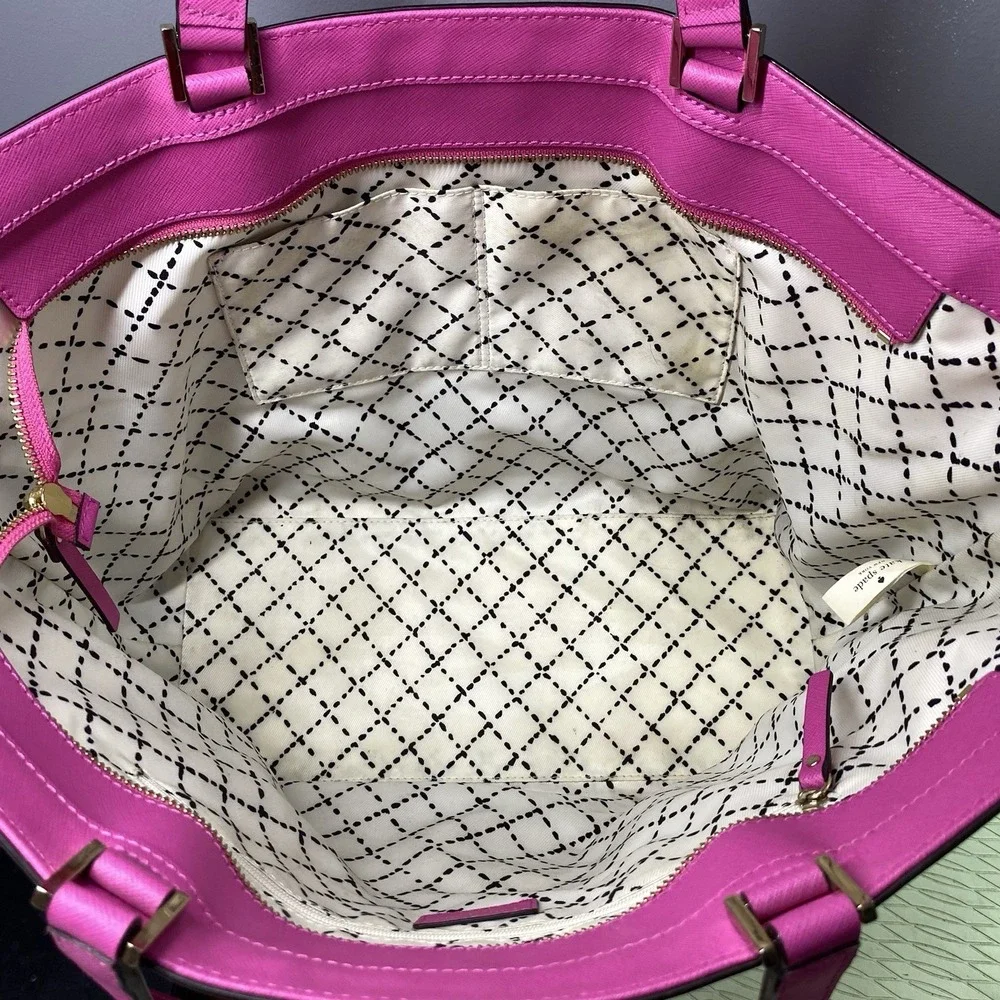 Kate Spade Handbag Hot Pink Satchel‎ Leather Tote Purse Shoulder bag 11x19x6